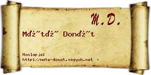 Máté Donát névjegykártya